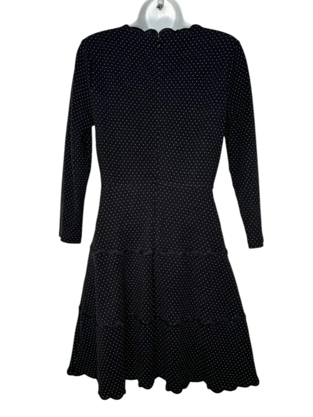 Kate Spade Polka Dot Scallop Trim Fit & Flare Dress Mini Black White 8